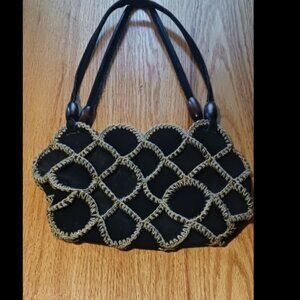 Vintage black leather small shoulder purse